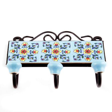  Turquoise Yellow Flower Tiles Hooks 